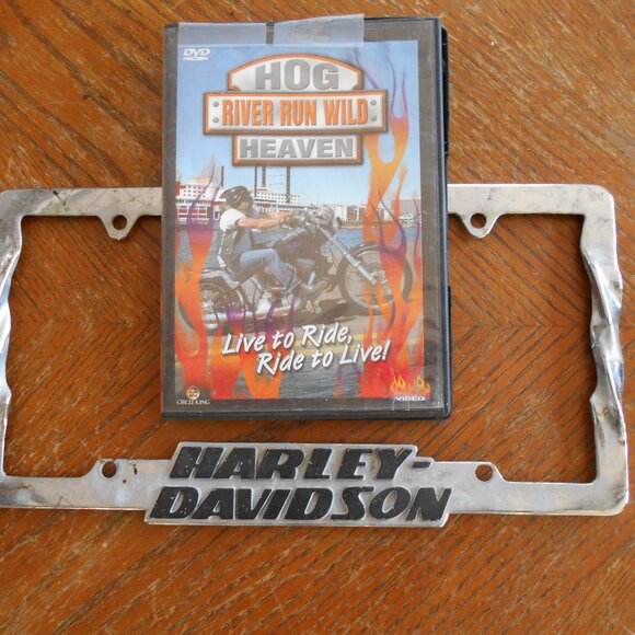 Harley Davidson License Plate Frame & DVD  --Used - Picture 1 of 4